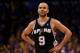 OKLAHOMA CITY, OK - MAY 31: Tony Parker #9 of the San Antonio Spurs reacts in the third quarter while taking on the Oklahoma City Thunder in Game Five of the Western Conference Finals of the 2012 NBA Playoffs at Chesapeake Energy Arena on May 31, 2012 in Oklahoma City, Oklahoma. NOTE TO USER: User expressly acknowledges and agrees that, by downloading and or using this photograph, User is consenting to the terms and conditions of the Getty Images License Agreement. (Photo by Ronald Martinez/Getty Images)
