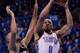 OKLAHOMA CITY, OK - MAY 31: Russell Westbrook #0 of the Oklahoma City Thunder goes up for a shot over Tony Parker #9 of the San Antonio Spurs in the second quarter in Game Five of the Western Conference Finals of the 2012 NBA Playoffs at Chesapeake Energy Arena on May 31, 2012 in Oklahoma City, Oklahoma. NOTE TO USER: User expressly acknowledges and agrees that, by downloading and or using this photograph, User is consenting to the terms and conditions of the Getty Images License Agreement. (Photo by Brett Deering/Getty Images)