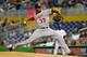MIAMI, FL - MAY 29: Edwin Jackson #33 of the Washington Nationals pitches during a game against the Miami Marlins at Marlins Park on May 29, 2012 in Miami, Florida. (Photo by Mike Ehrmann/Getty Images)