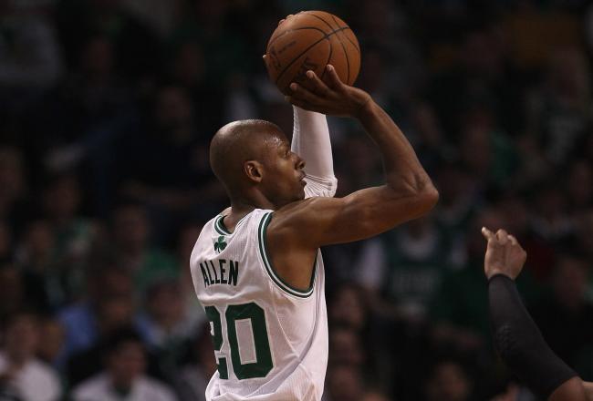A Ray Allen three point shot gave Boston back the lead.