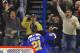 ST. LOUIS, MO - JANUARY 18: St. Louis Blues fans celebrate a goal by Patrik Berglund #21 of the St. Louis Blues against the Los Angeles Kings at the Scottrade Center on January 18, 2011 in St. Louis, Missouri. (Photo by Dilip Vishwanat/Getty Images)