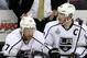 NEWARK, NJ - JUNE 02: Darryl Sutter of the Los Angeles Kings looks on from the bench with Jeff Carter #77 and Dustin Brown #23 against the New Jersey Devils during Game Two of the 2012 NHL Stanley Cup Final at the Prudential Center on June 2, 2012 in Newark, New Jersey. (Photo by Jim McIsaac/Getty Images)