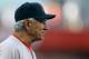 KANSAS CITY, MO - MAY 7: Manager Bobby Valentine #25 of the Boston Red Sox walks to the plate to deliver the lineup before a game against the Kansas City Royals at Kauffman Stadium May 7, 2012 in Kansas City, Missouri. (Photo by Ed Zurga/Getty Images)