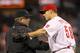 PHILADELPHIA - JUNE 4: Relief pitcher Jonathan Papelbon #58 of the Philadelphia Phillies argues with umpire Derryl Cousins during a game against the Los Angeles Dodgers at Citizens Bank Park on June 4, 2012 in Philadelphia, Pennsylvania. The Dodgers won 4-3. (Photo by Hunter Martin/Getty Images)