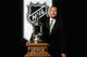 TORONTO, ON - JUNE 14: Martin Brodeur of the New Jersey Devils poses with the Vezina Trophy for Top Goalie in the NHL during the 2007 NHL Awards Show at the Elgin Theatre on June 14, 2007 in Toronto, Ontario. (Photo by Bruce Bennett/Getty Images)