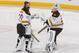 BUFFALO, NY - FEBRUARY 08: Tim Thomas #30 of the Boston Bruins skates onto the ice to replace Tuukka Rask #40 of the Bruins after the Buffalo Sabres scored their third goal on Rask in the second period at First Niagara Center on February 8, 2012 in Buffalo, New York. (Photo by Rick Stewart/Getty Images)