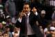BOSTON, MA - JUNE 03: Erik Spoelstra of the Miami Heat gestures as he coaches against the Boston Celtics in Game Four of the Eastern Conference Finals in the 2012 NBA Playoffs on June 3, 2012 at TD Garden in Boston, Massachusetts. NOTE TO USER: User expressly acknowledges and agrees that, by downloading and or using this photograph, User is consenting to the terms and conditions of the Getty Images License Agreement. (Photo by Jim Rogash/Getty Images)