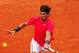 PARIS, FRANCE - JUNE 06: Rafael Nadal of Spain plays a forehand in his men's singles quarter final match against Nicolas Almagro of Spain during day 11 of the French Open at Roland Garros on June 6, 2012 in Paris, France. (Photo by Mike Hewitt/Getty Images)