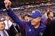 INDIANAPOLIS, IN - FEBRUARY 05: Head coach Tom Coughlin of the New York Giants celebrates on the field after defeating the New England Patriots in Super Bowl XLVI at Lucas Oil Stadium on February 5, 2012 in Indianapolis, Indiana. The New York Giants defeated the New England Patriots 21-17. (Photo by Jamie Squire/Getty Images)