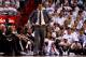 MIAMI, FL - JUNE 05: Head coach Erik Spoelstra of the Miami Heat looks on in the fourth quarter against the Boston Celtics in Game Five of the Eastern Conference Finals in the 2012 NBA Playoffs on June 5, 2012 at American Airlines Arena in Miami, Florida. NOTE TO USER: User expressly acknowledges and agrees that, by downloading and or using this photograph, User is consenting to the terms and conditions of the Getty Images License Agreement. (Photo by Mike Ehrmann/Getty Images)
