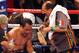 LAS VEGAS, NV - NOVEMBER 12: Juan Manuel Marquez (L) listens to his trainer Ignacio 'Nacho' Beristain as he sits in the corner between rounds of his WBO world welterweight title fight against Manny Pacquiao at the MGM Grand Garden Arena November 12, 2011 in Las Vegas, Nevada. Pacquiao retained his title with a majority decision victory. (Photo by Ethan Miller/Getty Images)