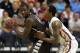 NASHVILLE, TN - MARCH 16: Andrew Nicholson #44 of the St. Bonaventure Bonnies holds the ball against the Florida State Seminoles during the second round of the 2012 NCAA Men's Basketball Tournament at Bridgestone Arena on March 16, 2012 in Nashville, Tennessee. (Photo by Jamie Squire/Getty Images)