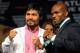 LAS VEGAS, NV - JUNE 06: Boxers Manny Pacquiao (L) and Timothy Bradley pose during the final news conference for their bout at the MGM Grand Hotel/Casino June 6, 2012 in Las Vegas, Nevada. Pacquiao will defend his WBO welterweight title against Bradley when the two meet in the ring on June 9 in Las Vegas. (Photo by David Becker/Getty Images)