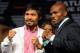 LAS VEGAS, NV - JUNE 06: Boxers Manny Pacquiao (L) and Timothy Bradley pose during the final news conference for their bout at the MGM Grand Hotel/Casino June 6, 2012 in Las Vegas, Nevada. Pacquiao will defend his WBO welterweight title against Bradley when the two meet in the ring on June 9 in Las Vegas. (Photo by David Becker/Getty Images)