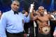 LAS VEGAS, NV - JUNE 09: Timothy Bradley (R) has his hand raised in victory after defeating Manny Pacquiao by split decision to win the WBO welterweight championship at MGM Grand Garden Arena on June 9, 2012 in Las Vegas, Nevada. (Photo by Kevork Djansezian/Getty Images)