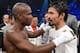 LAS VEGAS, NV - JUNE 09: (L-R) Timothy Bradley and Manny Pacquiao talk in the ring after Bradley defeated Pacquiao by split decision to win the WBO welterweight championship at MGM Grand Garden Arena on June 9, 2012 in Las Vegas, Nevada. (Photo by Kevork Djansezian/Getty Images)