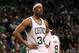 BOSTON, MA - JUNE 03: Paul Pierce #34 of the Boston Celtics looks on in the second half aginst the Miami Heat in Game Four of the Eastern Conference Finals in the 2012 NBA Playoffs on June 3, 2012 at TD Garden in Boston, Massachusetts. NOTE TO USER: User expressly acknowledges and agrees that, by downloading and or using this photograph, User is consenting to the terms and conditions of the Getty Images License Agreement. (Photo by Jim Rogash/Getty Images)