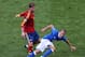 GDANSK, POLAND - JUNE 10: Sergio Ramos of Spain tackles Sebastian Giovinco of Italy during the UEFA EURO 2012 group C match between Spain and Italy at The Municipal Stadium on June 10, 2012 in Gdansk, Poland. (Photo by Alex Grimm/Getty Images)