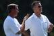 ASHBURN, VA - JULY 30: Head coach Mike Shanahan (L) of the Washington Redskins speaks with general manager Bruce Allen during the second day of training camp July 30, 2010 in Ashburn, Virginia. (Photo by Win McNamee/Getty Images)