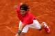 PARIS, FRANCE - JUNE 10: Rafael Nadal of Spain plays a backhand during the men's singles final against Novak Djokovic of Serbia on day 15 of the French Open at Roland Garros on June 10, 2012 in Paris, France. (Photo by Clive Brunskill/Getty Images)