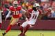 SAN FRANCISCO, CA - NOVEMBER 20: Larry Fitzgerald #11 of the Arizona Cardinals can't hold on to a pass while defended by Dashon Goldson #38 of the San Francisco 49ers at Candlestick Park on November 20, 2011 in San Francisco, California. (Photo by Ezra Shaw/Getty Images)