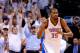 OKLAHOMA CITY, OK - JUNE 06: Kevin Durant #35 of the Oklahoma City Thunder reacts after a play against the San Antonio Spurs in Game Six of the Western Conference Finals of the 2012 NBA Playoffs at Chesapeake Energy Arena on June 6, 2012 in Oklahoma City, Oklahoma. NOTE TO USER: User expressly acknowledges and agrees that, by downloading and or using this photograph, User is consenting to the terms and conditions of the Getty Images License Agreement. (Photo by Ronald Martinez/Getty Images)