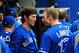 ATLANTA, GA - JUNE 10: Colby Rasmus #28 (L) of the Toronto Blue Jays is congratulated by Brett Lawrie after hitting a home run against the Atlanta Braves at Turner Field on June 10, 2012 in Atlanta, Georgia. (Photo by Scott Cunningham/Getty Images)