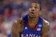 ST LOUIS, MO - MARCH 25: Thomas Robinson #0 of the Kansas Jayhawks looks on in the first half against the North Carolina Tar Heels during the 2012 NCAA Men's Basketball Midwest Regional Final at Edward Jones Dome on March 25, 2012 in St Louis, Missouri. (Photo by Andy Lyons/Getty Images)