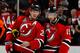 NEWARK, NJ - JUNE 09: Patrik Elias #26 of the New Jersey Devils talks with teammate Petr Sykora #15 during Game Five of the 2012 NHL Stanley Cup Final against the Los Angeles Kings at the Prudential Center on June 9, 2012 in Newark, New Jersey. (Photo by Bruce Bennett/Getty Images)