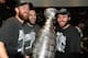 LOS ANGELES, CA - JUNE 11: (L-R) Jeff Carter #77, Simon Gagne #12 and Mike Richards #10 of the Los Angeles Kings celebrate with the Stanley Cup in the locker room after the Los Angeles Kings defeated the New Jersey Devils 6-1 in Game Six of the 2012 Stanley Cup Final at the Staples Center on June 11, 2012 in Los Angeles, California. The Kings won the series 4-2. (Photo by Dave Sandford/NHLI/ Pool/Getty Images)