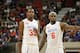 OKLAHOMA CITY, OK - OCTOBER 23: Kevin Durant and LeBron James of Team White talk during a timeout at the US Fleet Tracking Basketball Invitational charity basketball game October 23, 2011 at the Cox Convention Center in Oklahoma City, Oklahoma. The game benefitted the Single Parents Support Network of Oklahoma City . (Photo by Brett Deering/Getty Images)