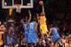LOS ANGELES, CA - MAY 18: Kobe Bryant #24 of the Los Angeles Lakers shoots against the Oklahoma City Thunder in Game Three of the Western Conference Semifinals in the 2012 NBA Playoffs on May at Staples Center on May 18, 2012 in Los Angeles, California. The Lakers won 99-96. NOTE TO USER: User expressly acknowledges and agrees that, by downloading and or using this photograph, User is consenting to the terms and conditions of the Getty Images License Agreement. (Photo by Stephen Dunn/Getty Images)