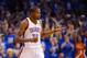 OKLAHOMA CITY, OK - JUNE 12: Kevin Durant #35 of the Oklahoma City Thunder reacts in the third quarter in Game One of the 2012 NBA Finals at Chesapeake Energy Arena on June 12, 2012 in Oklahoma City, Oklahoma. NOTE TO USER: User expressly acknowledges and agrees that, by downloading and or using this photograph, User is consenting to the terms and conditions of the Getty Images License Agreement. (Photo by Ronald Martinez/Getty Images)