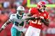 KANSAS CITY, MO - NOVEMBER 06: Dwayne Bowe #82 of the Kansas City Chiefs makes a catch during the game against the Miami Dolphins on November 6, 2011 at Arrowhead Stadium in Kansas City, Missouri. (Photo by Jamie Squire/Getty Images)