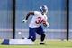 EAST RUTHERFORD, NJ - MAY 11: David Wilson #34 of the New York Giants work out during Giants minicamp at Timex Performance Center on May 11, 2012 in East Rutherford, New Jersey. (Photo by Jim McIsaac/Getty Images)