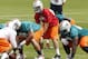 DAVIE, FL - MAY 4: Ryan Tannehill #17 takes a snap from Terrence Brown #60 of the Miami Dolphins during the rookie minicamp on May 4, 2012 at the Miami Dolphins training facility in Davie, Florida. (Photo by Joel Auerbach/Getty Images)