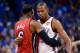 OKLAHOMA CITY, OK - JUNE 12: LeBron James #6 of the Miami Heat hugs Kevin Durant #35 of the Oklahoma City Thunder before the start of Game One of the 2012 NBA Finals at Chesapeake Energy Arena on June 12, 2012 in Oklahoma City, Oklahoma. NOTE TO USER: User expressly acknowledges and agrees that, by downloading and or using this photograph, User is consenting to the terms and conditions of the Getty Images License Agreement. (Photo by Ronald Martinez/Getty Images)