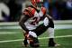 BALTIMORE, MD - NOVEMBER 20: Cornerback Adam Jones #24 of the Cincinnati Bengals takes a knee after a long reception by the Baltimore Ravens in the second quarter at M&T Bank Stadium on November 20, 2011 in Baltimore, Maryland. The Ravens won, 31-24. (Photo by Patrick Smith/Getty Images)