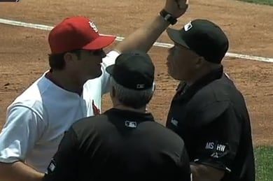 Matheny Tossed as Umps Overturn Triple Play