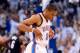 OKLAHOMA CITY, OK - JUNE 14: Russell Westbrook #0 of the Oklahoma City Thunder reacts after making a basket in the third quarter against the Miami Heat in Game Two of the 2012 NBA Finals at Chesapeake Energy Arena on June 14, 2012 in Oklahoma City, Oklahoma. NOTE TO USER: User expressly acknowledges and agrees that, by downloading and or using this photograph, User is consenting to the terms and conditions of the Getty Images License Agreement. (Photo by Ronald Martinez/Getty Images)