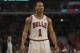 CHICAGO, IL - APRIL 28: Derrick Rose #1 of the Chicago Bulls waits for a free-throw against the Philadelphia 76ers in Game One of the Eastern Conference Quarterfinals during the 2012 NBA Playoffs at the United Center on April 28, 2012 in Chicago, Illinois. The Bulls defeated the 76ers 103-91. NOTE TO USER: User expressly acknowledges and agrees that, by downloading and or using this photograph, User is consenting to the terms and conditions of the Getty Images License Agreement. (Photo by Jonathan Daniel/Getty Images)