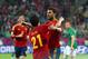GDANSK, POLAND - JUNE 14: Cesc Fabregas of Spain celebrates scoring their fourth goal with Daivd Silva during the UEFA EURO 2012 group C match between Spain and Ireland at The Municipal Stadium on June 14, 2012 in Gdansk, Poland. (Photo by Michael Steele/Getty Images)