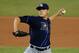 MIAMI, FL - JUNE 09: Matt Moore #55 of the Tampa Bay Rays pitches against the Miami Marlins at Marlins Park on June 9, 2012 in Miami, Florida. (Photo by Chris Trotman/Getty Images)