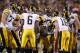 TEMPE, AZ - DECEMBER 30: The Iowa Hawkeyes huddle up around quarterback James Vandenberg #16 during the Insight Bowl against the Oklahoma Sooners at Sun Devil Stadium on December 30, 2011 in Tempe, Arizona. The Sooners defeated the Hawkeyes 31-14. (Photo by Christian Petersen/Getty Images)
