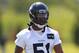 RENTON, WA - MAY 11: Defensive end Bruce Irvin #51 of the Seattle Seahawks looks on during minicamp at the Virginia Mason Athletic Center on May 11, 2012 in Renton, Washington. (Photo by Otto Greule Jr/Getty Images)