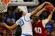 ATLANTA, GA - MARCH 23: Anthony Davis #23 of the Kentucky Wildcats blocks a shot by Cody Zeller #40 of the Indiana Hoosiers in the second half during the 2012 NCAA Men's Basketball South Regional Semifinal game at the Georgia Dome on March 23, 2012 in Atlanta, Georgia. (Photo by Kevin C. Cox/Getty Images)