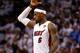 MIAMI, FL - JUNE 19: LeBron James #6 of the Miami Heat gestures on court in the fourth quarter against the Oklahoma City Thunder in Game Four of the 2012 NBA Finals on June 19, 2012 at American Airlines Arena in Miami, Florida. The HEat won 104-98.NOTE TO USER: User expressly acknowledges and agrees that, by downloading and or using this photograph, User is consenting to the terms and conditions of the Getty Images License Agreement. (Photo by Mike Ehrmann/Getty Images)