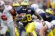 ANN ARBOR, MI - NOVEMBER 26: Fitzgerald Toussaint #28 of the Michigan Wolverines gets in the open field during a fourth quarter run while playing the Ohio State Buckeyes of the Michigan Wolverines at Michigan Stadium on November 26, 2011 in Ann Arbor, Michigan. (Photo by Gregory Shamus/Getty Images)
