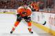 PHILADELPHIA, PA - OCTOBER 29: James van Riemsdyk #21 of the Philadelphia Flyers in action against the Carolina Hurricanes on October 29, 2011 at Wells Fargo Center in Philadelphia, Pennsylvania. The Flyers defeated the Hurricanes 5-1. (Photo by Jim McIsaac/Getty Images)