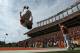 AUSTIN, TX - NOVEMBER 5: University of Texas cheerleaders do back flips after a Texas Longhorns touchdown against the Texas Tech Red Raiders on November 5, 2011 at Darrell K. Royal-Texas Memorial Stadium in Austin, Texas. Texas beat Texas Tech 52-20. (Photo by Erich Schlegel/Getty Images)